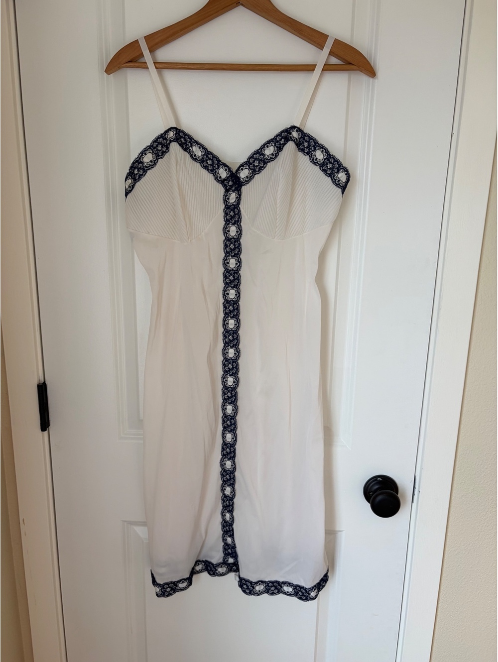 Vintage navy and white lace slip